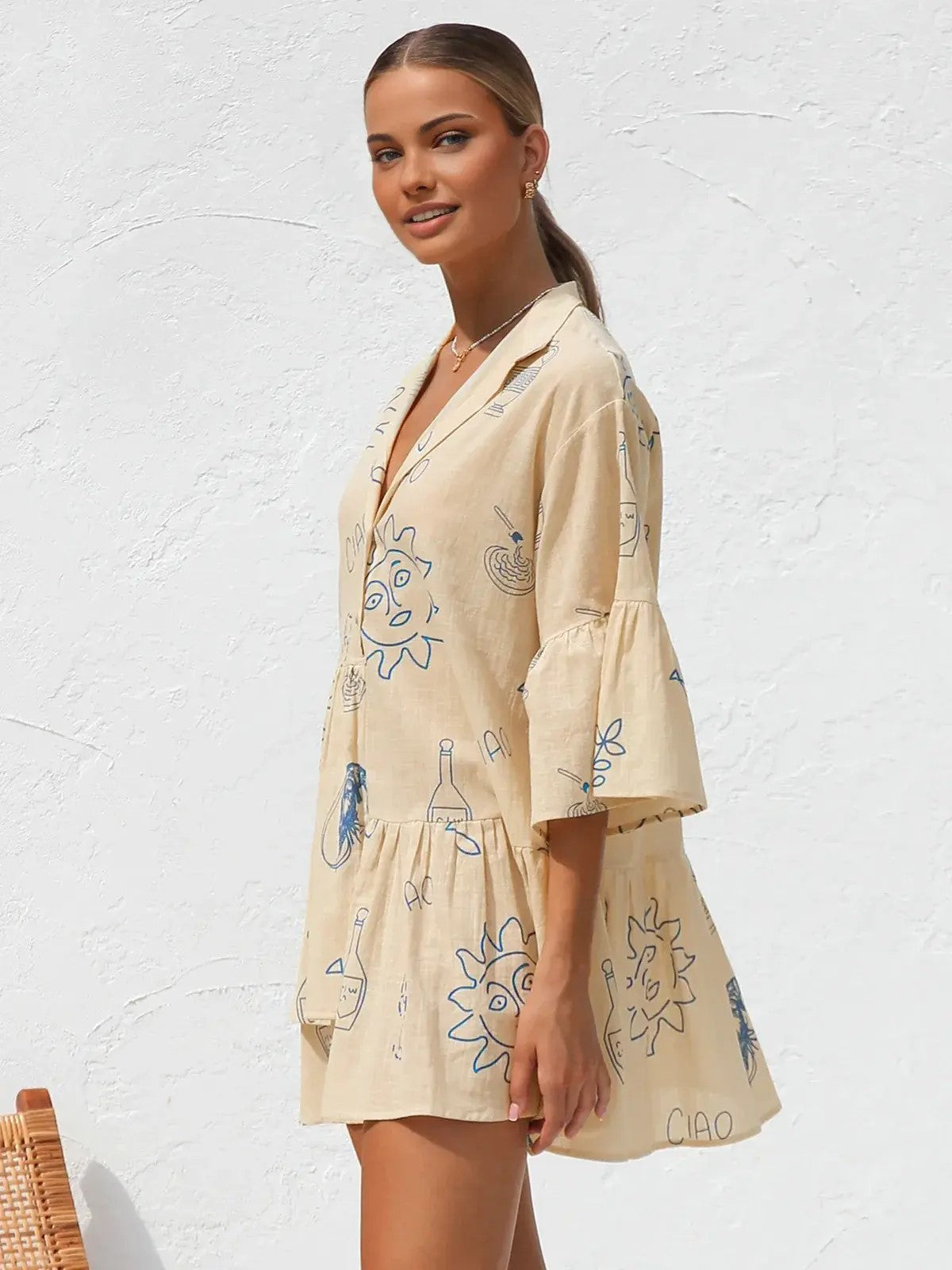 Oversized dress with casual print