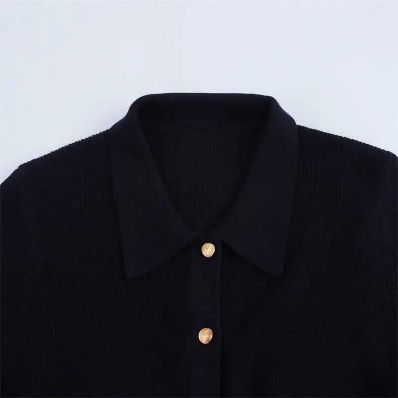 Short sleeve sheath black dress