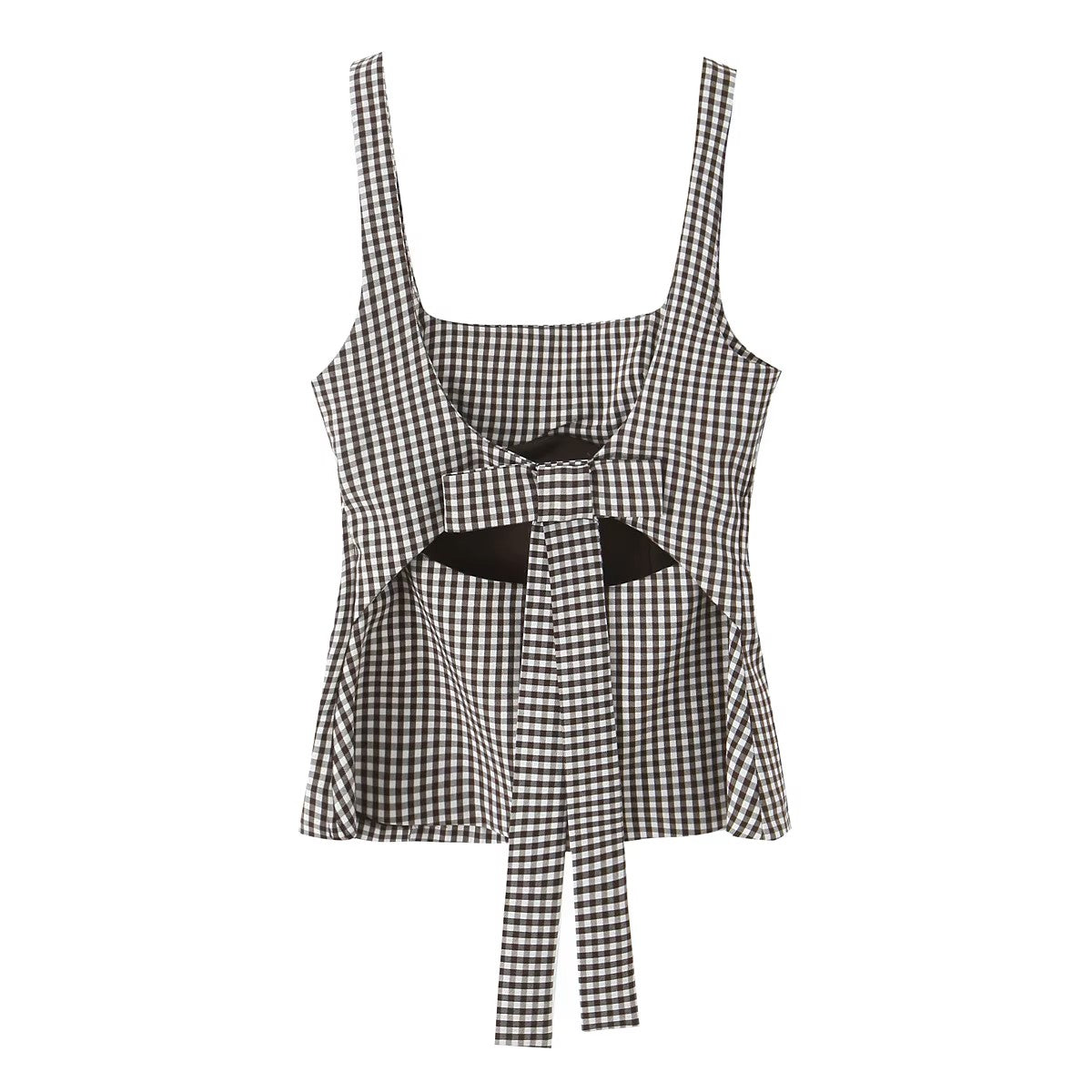 Tank top with black and white checks