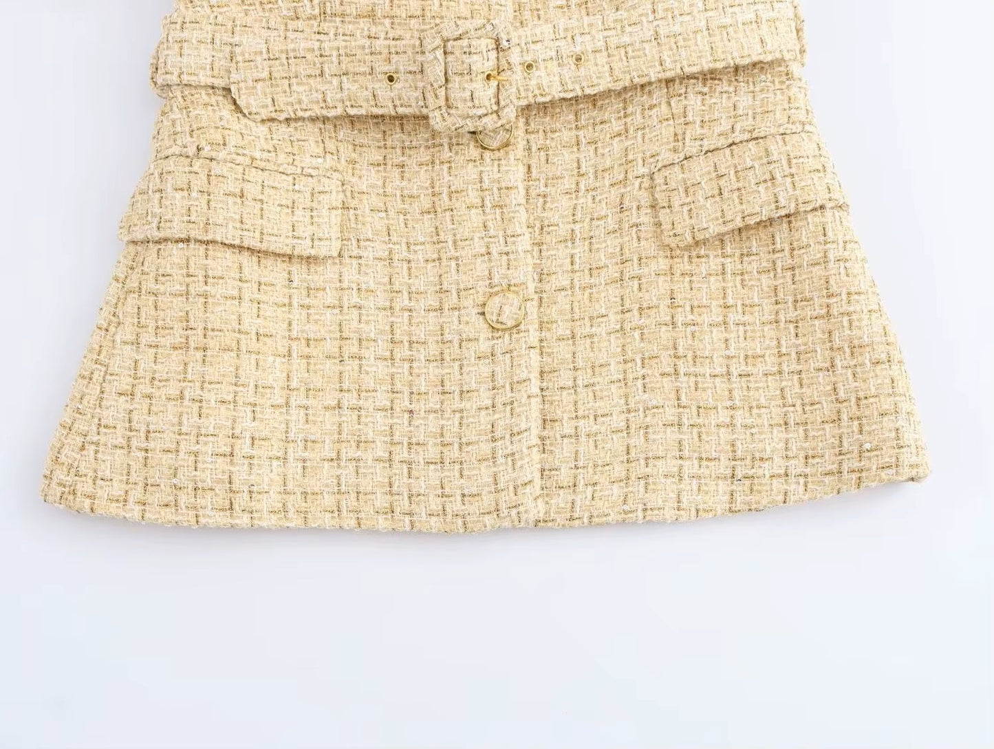 Women's tweed vest with belt