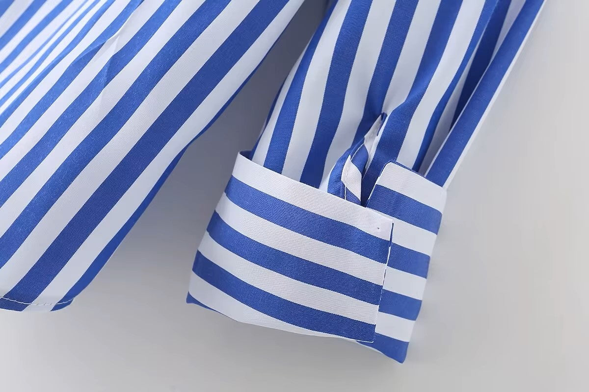Blue and white striped shirt