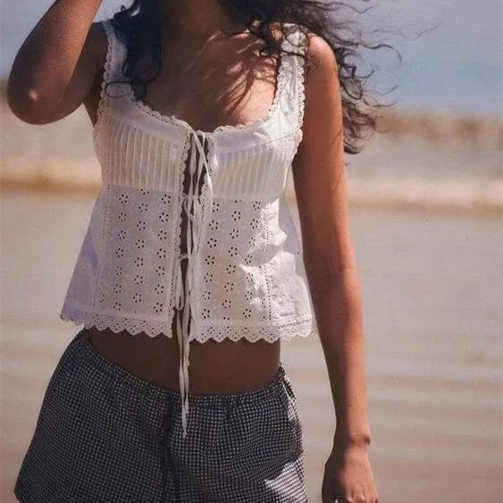 White lace beach camisole