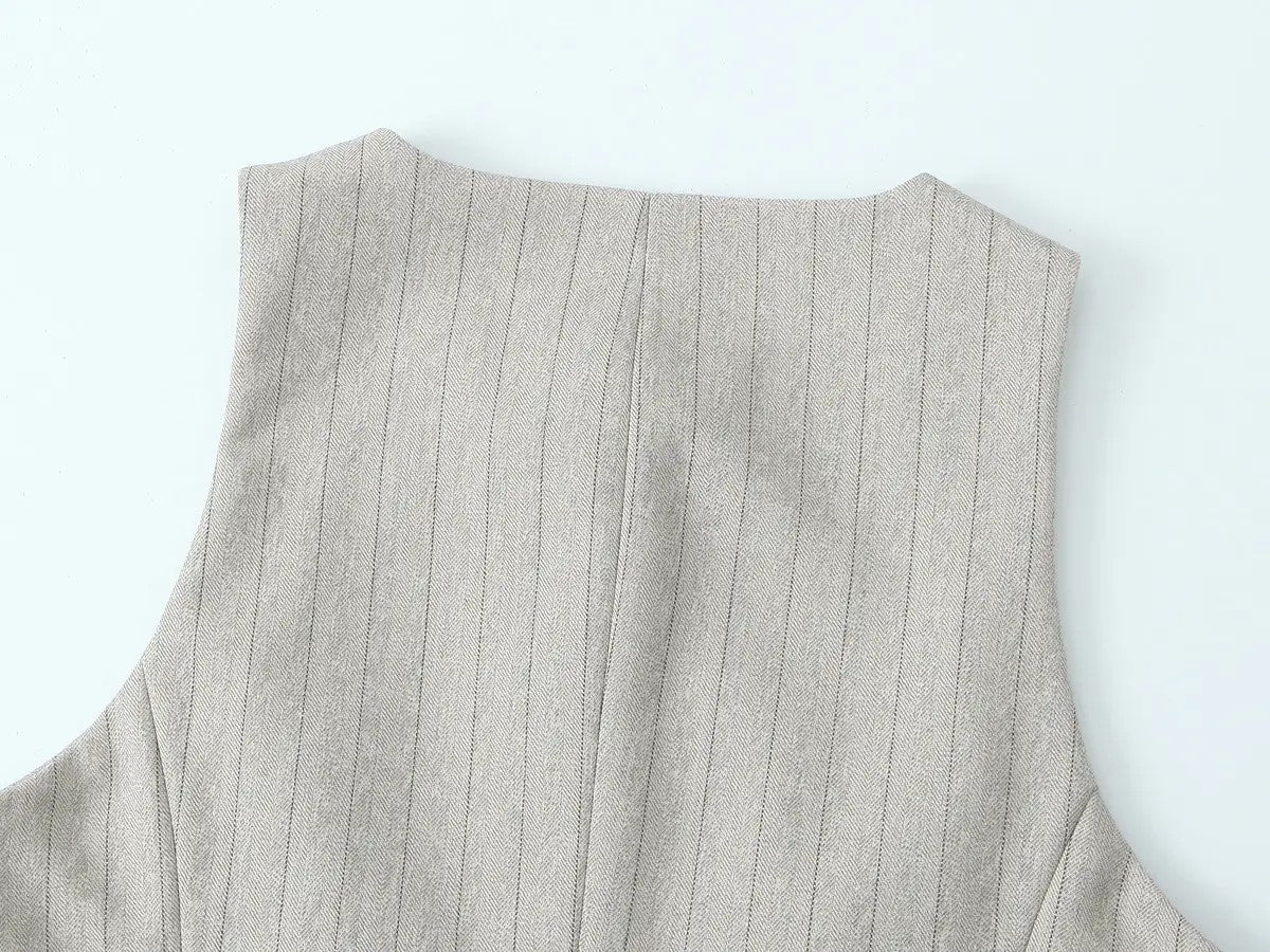 Beige pinstripe vest