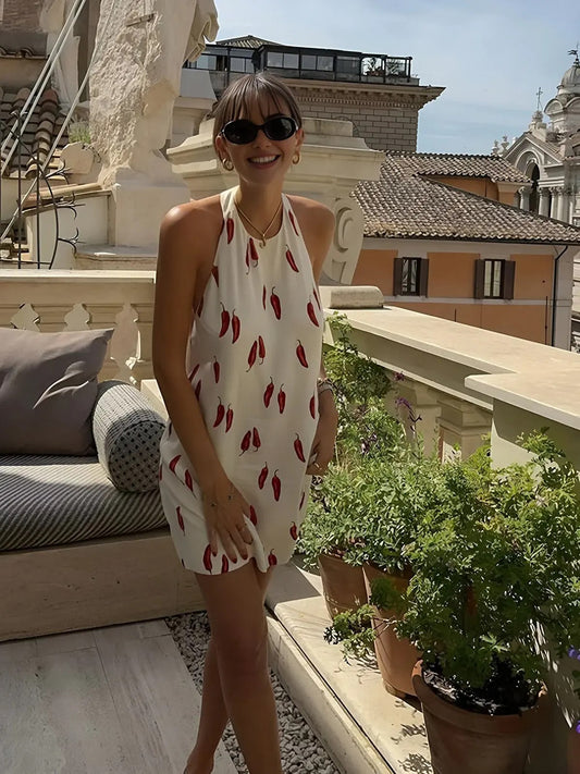 Women's vintage dress with open back