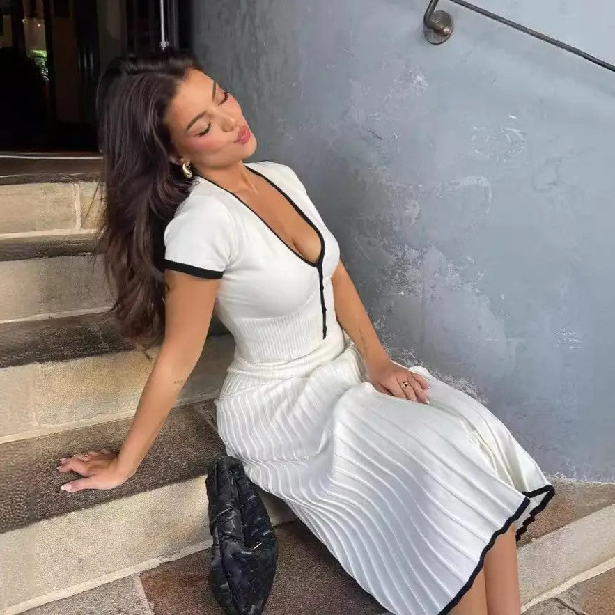 Two-piece sweater and skirt outfit