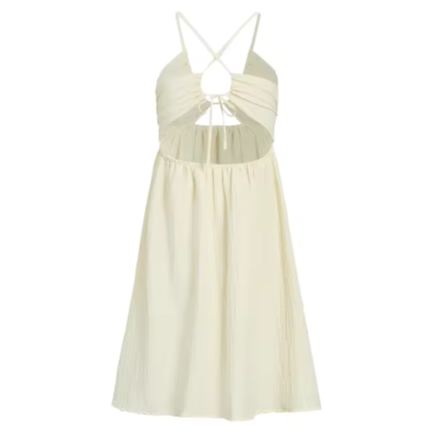 Dress with neckline and slit