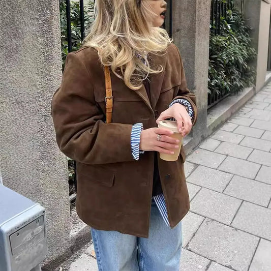 Suede-type brown jacket