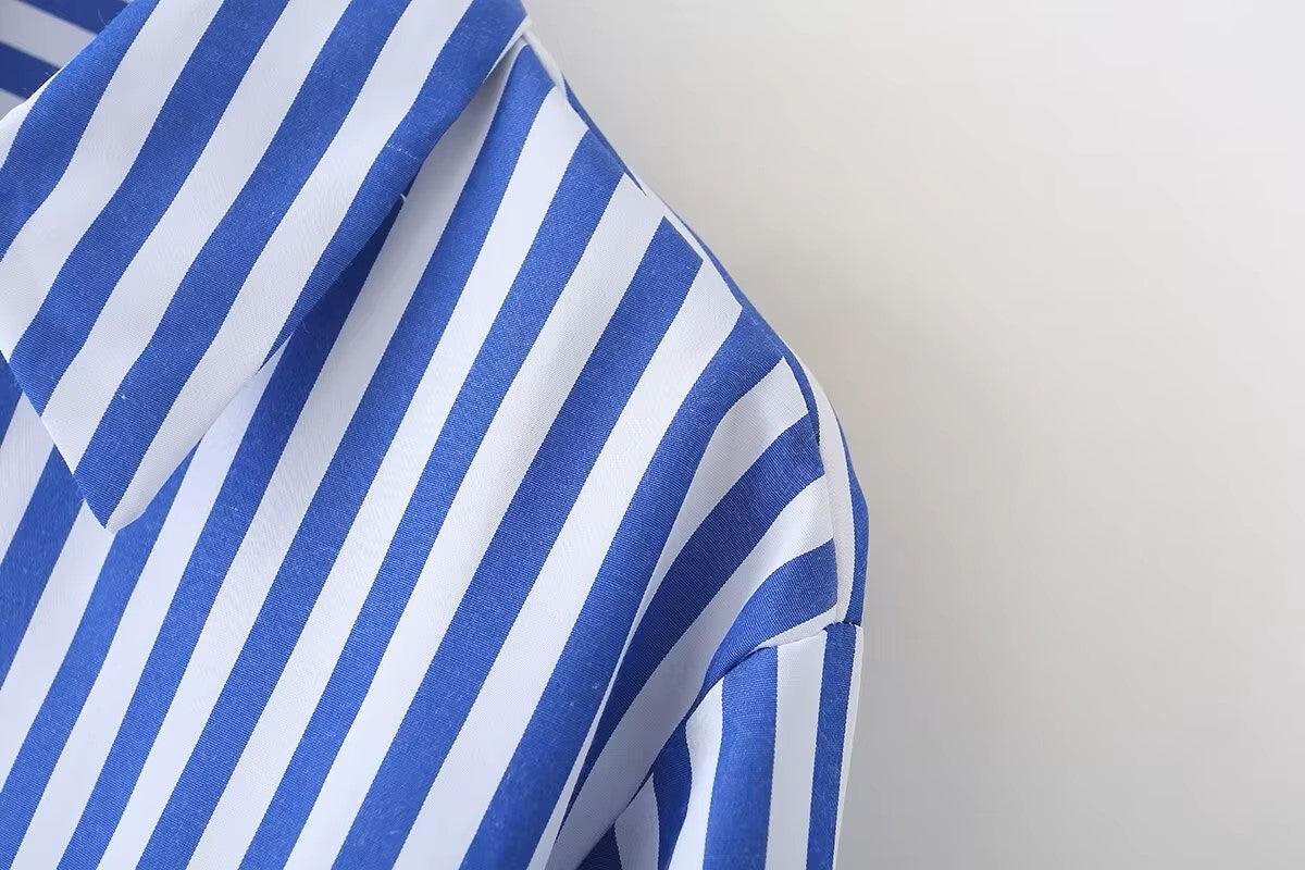 Blue and white striped shirt