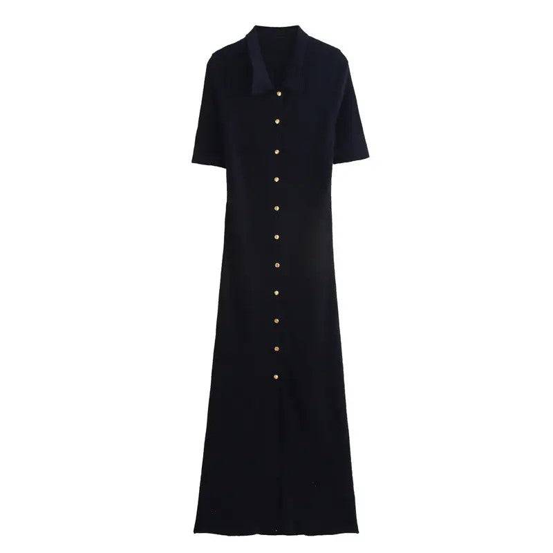 Short sleeve sheath black dress