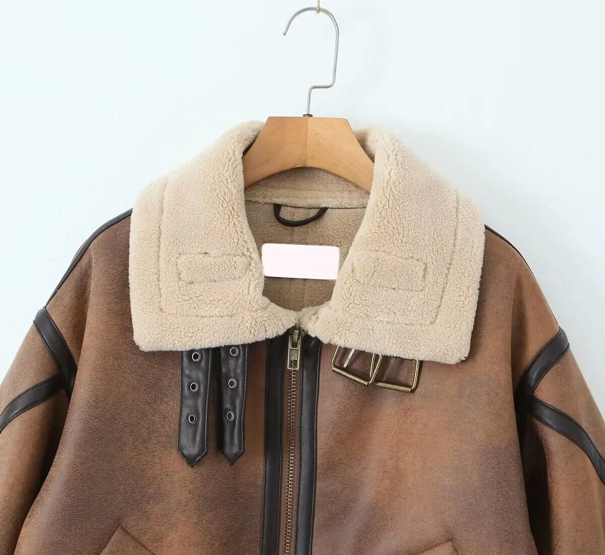 Suede jacket with fur inside fawn color