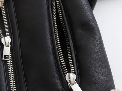 Suede black jacket with fur inside