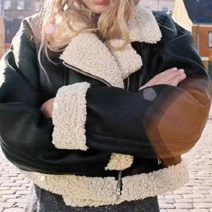 Suede black jacket with fur inside