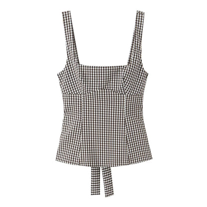 Tank top with black and white checks