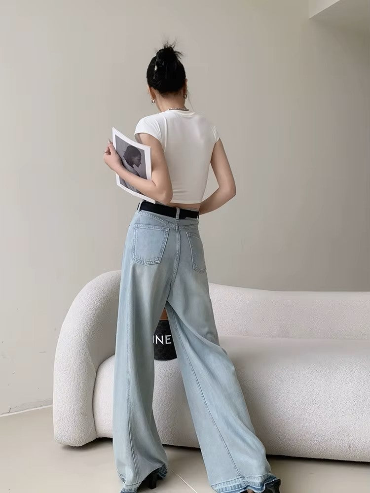 High waist light wide leg jeans