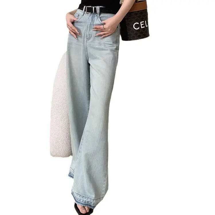 High waist light wide leg jeans