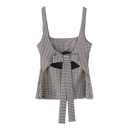Tank top with black and white checks