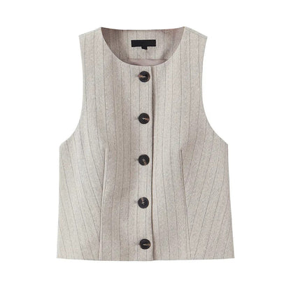 Beige pinstripe vest