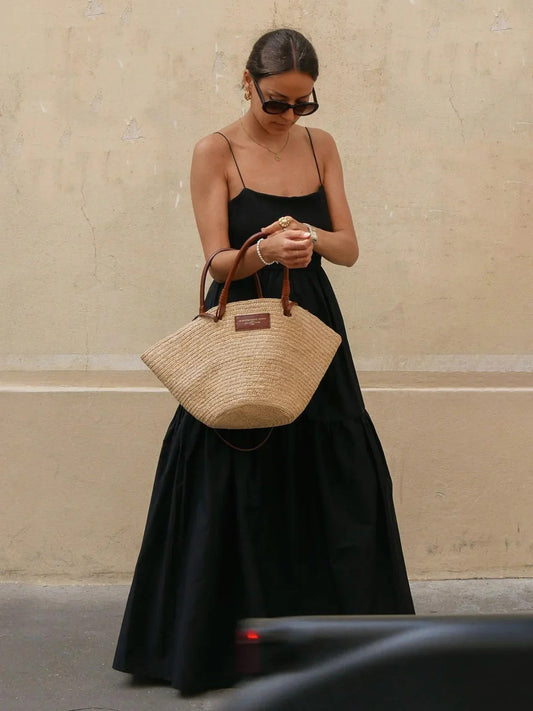 Dress with straps and open back