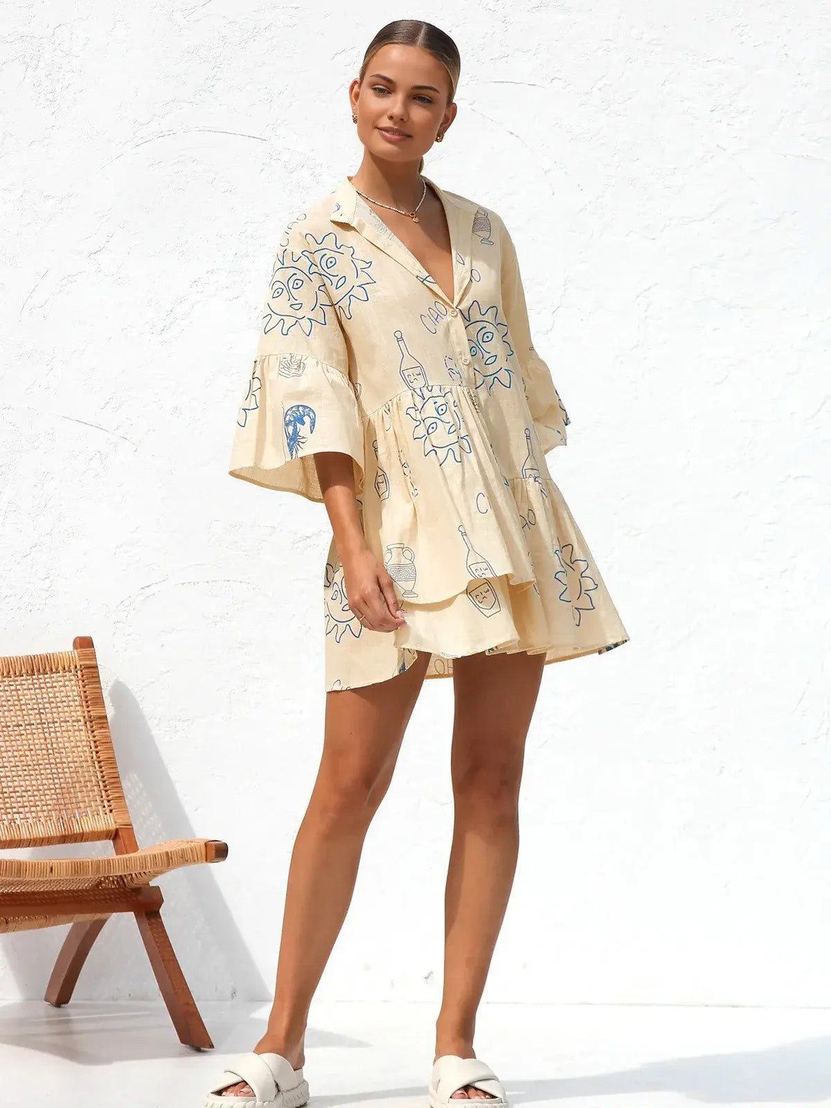 Oversized dress with casual print