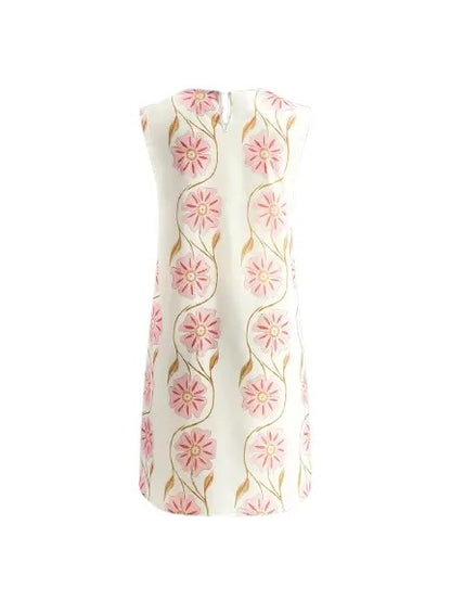 Women's short dress with pink flower print