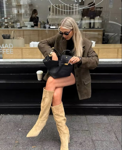 Suede-type dark green jacket