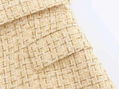 Women's tweed vest with belt