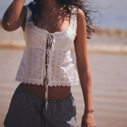 White lace beach camisole