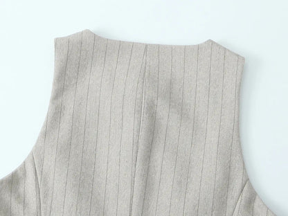 Beige pinstripe vest