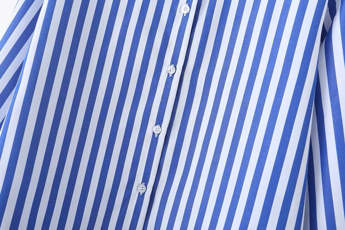 Blue and white striped shirt