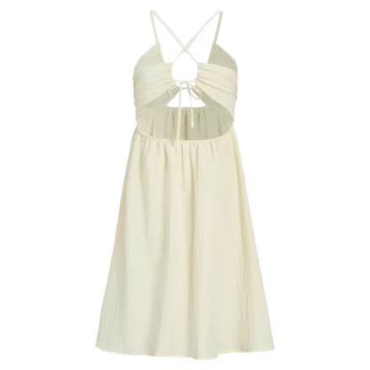 Dress with neckline and slit