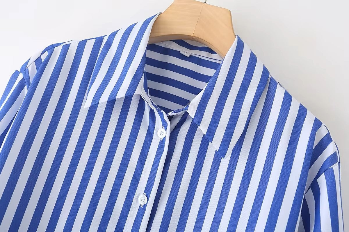 Blue and white striped shirt