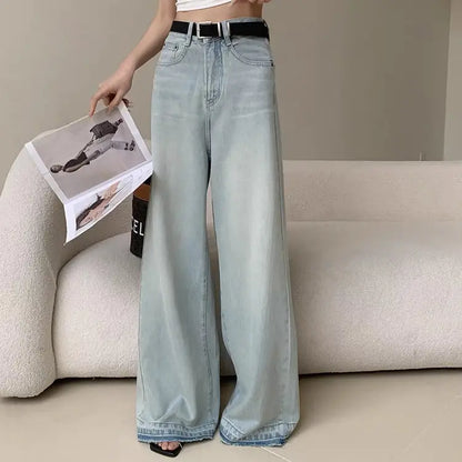 High waist light wide leg jeans