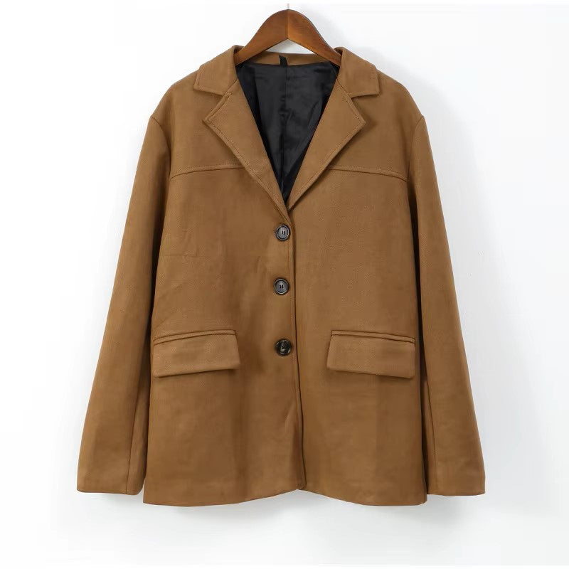 Suede-type brown jacket