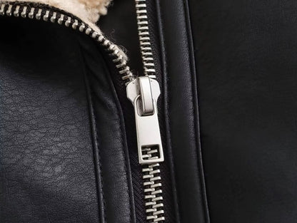 Suede black jacket with fur inside