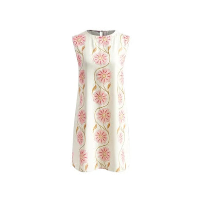 Women's short dress with pink flower print