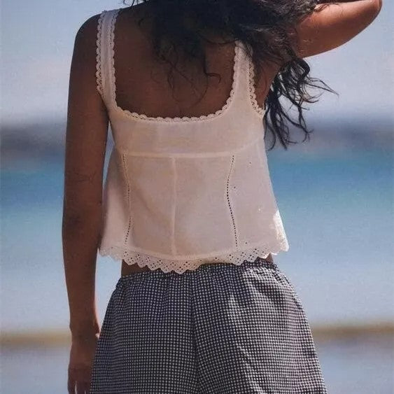 White lace beach camisole