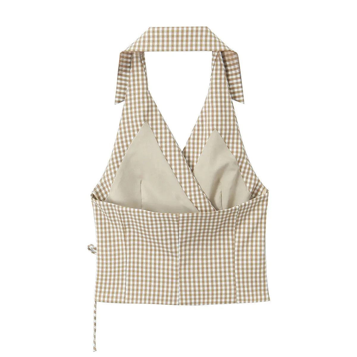 Tank top with brown and white checks