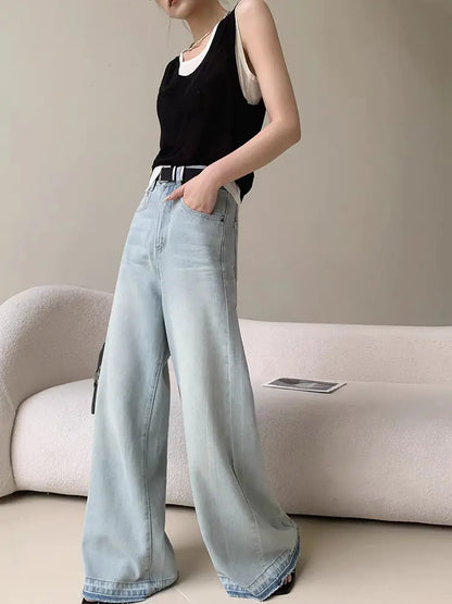 High waist light wide leg jeans