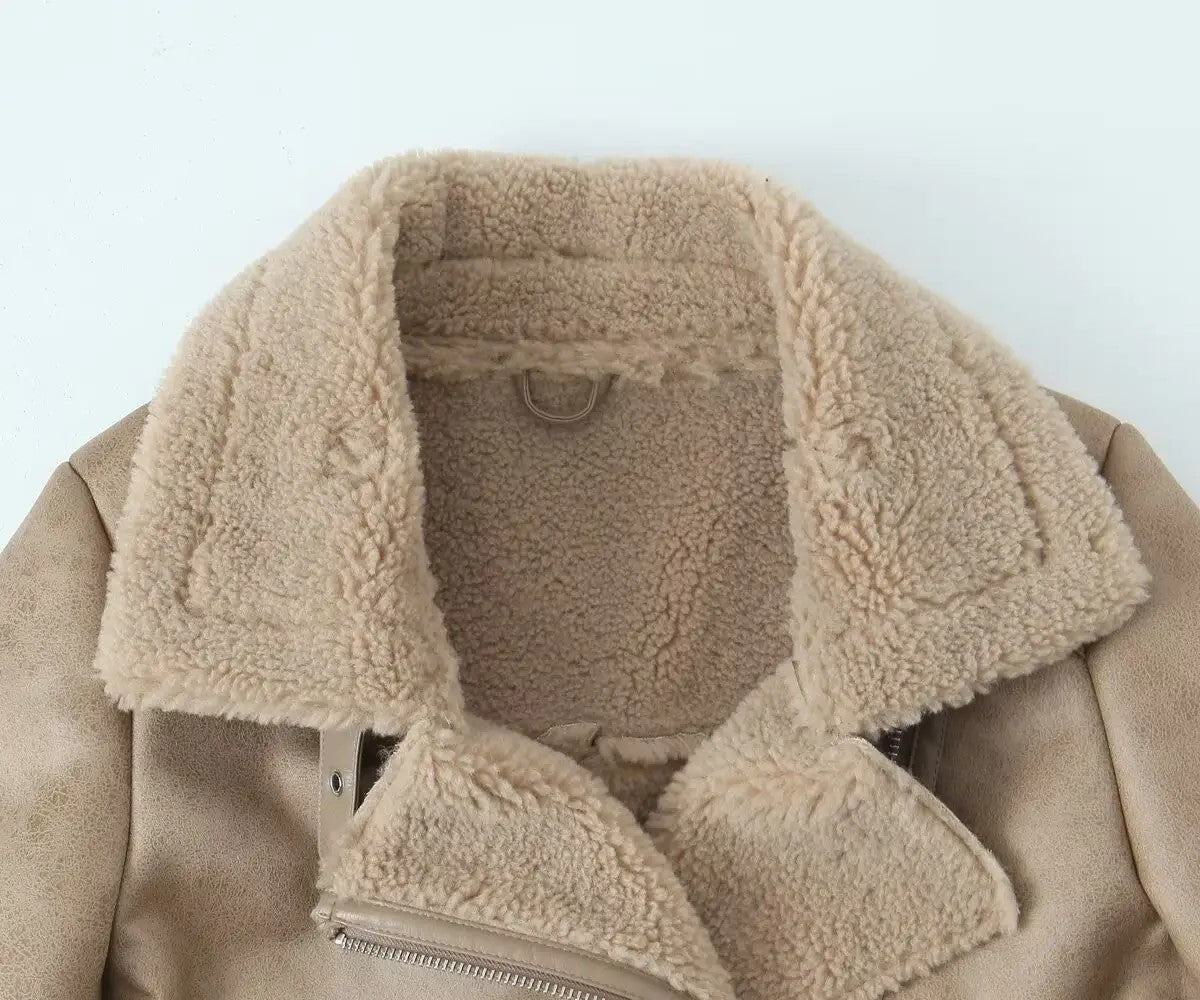 Suede jacket with fur inside