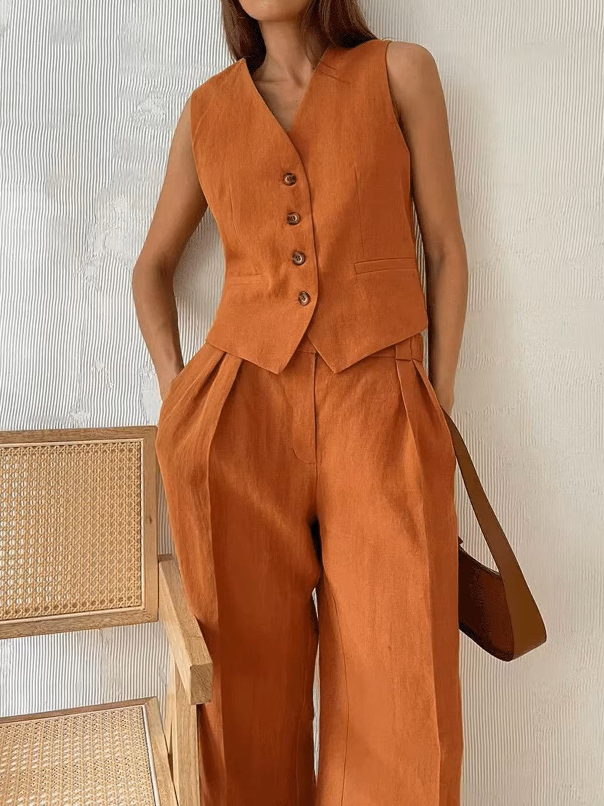 Two-piece vest and pants set