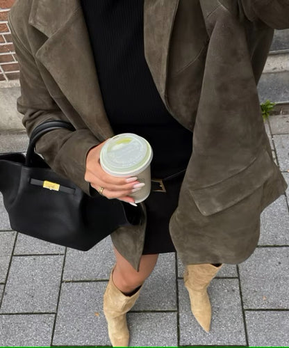 Suede-type dark green jacket