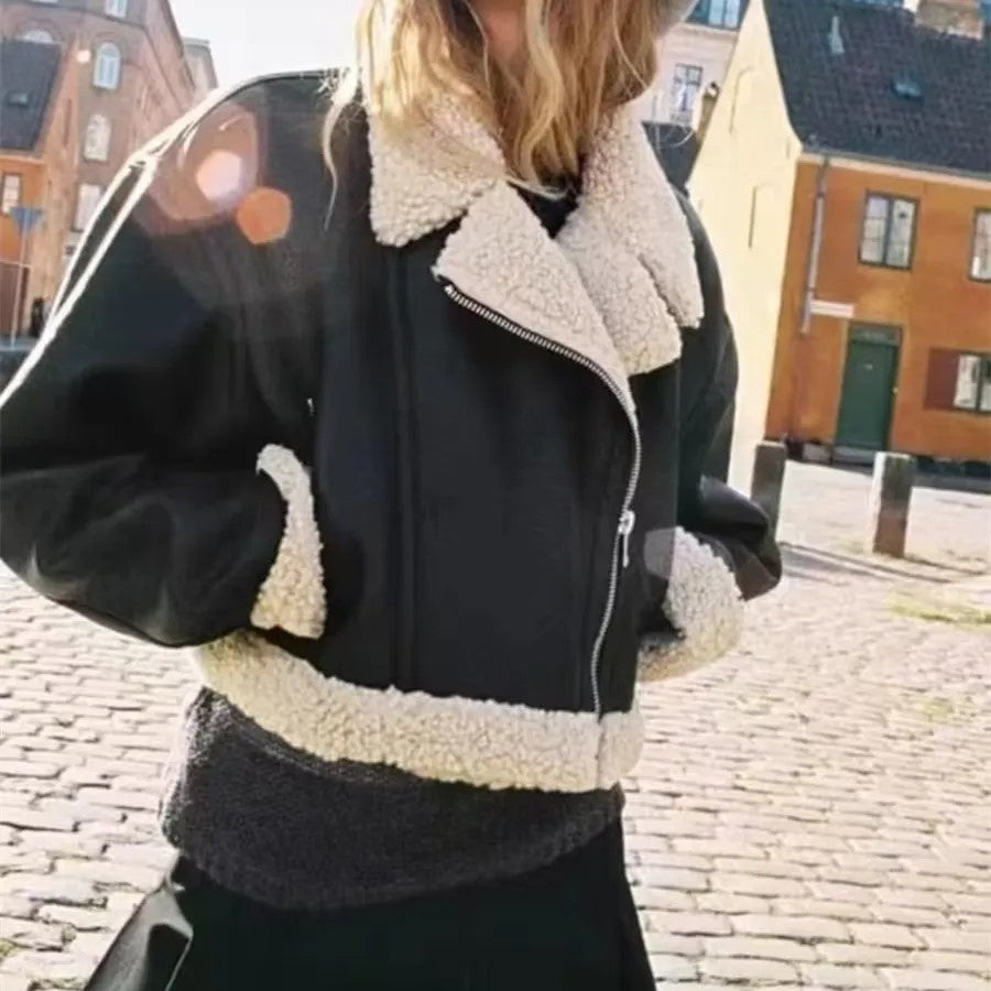 Suede black jacket with fur inside