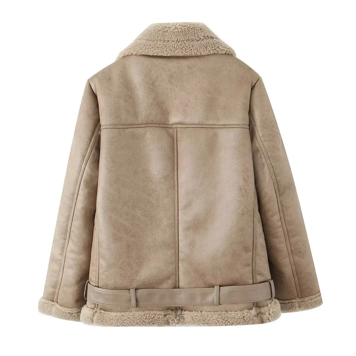 Suede jacket with fur inside