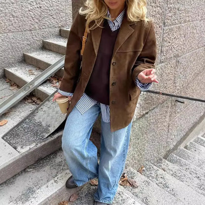 Suede-type brown jacket